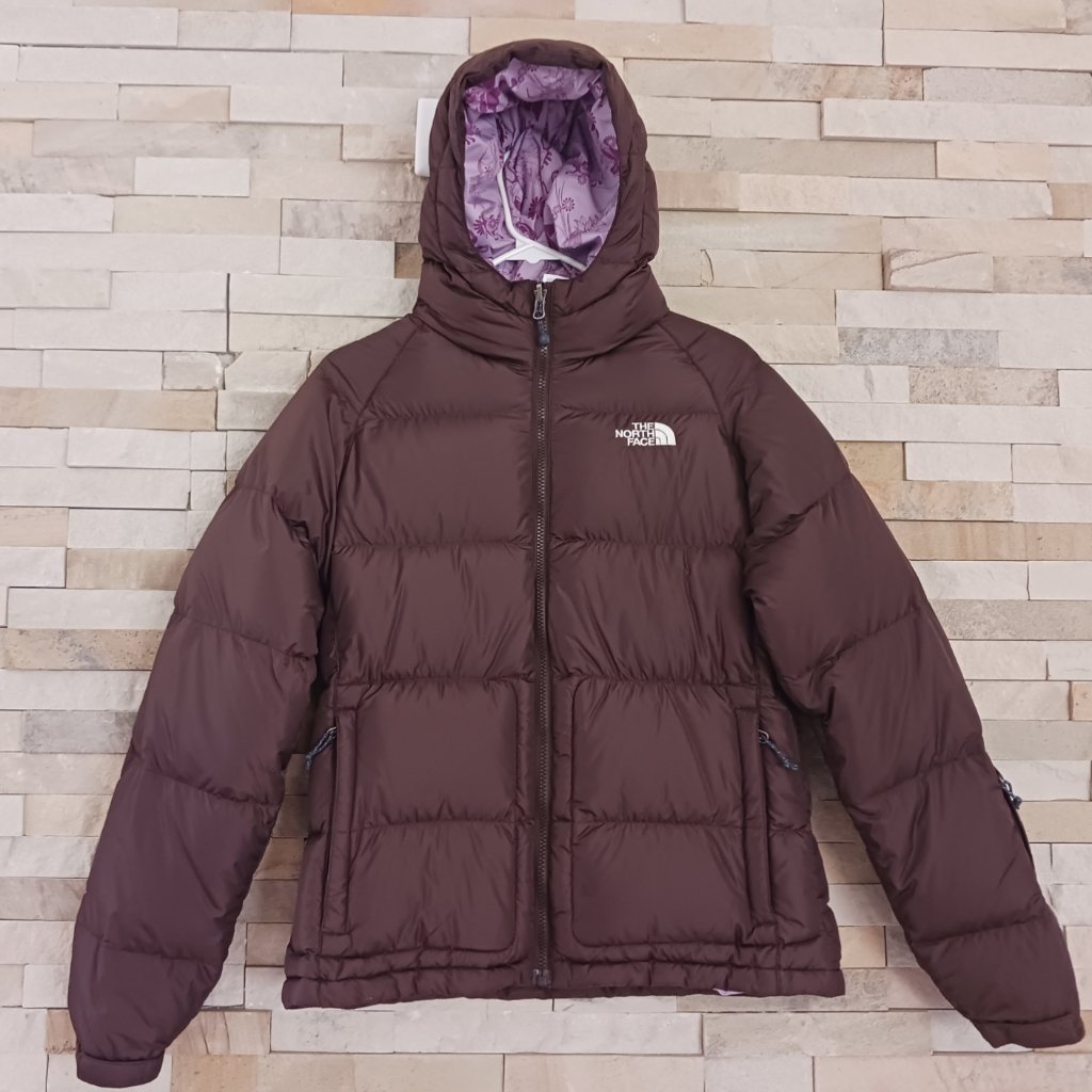 North Face Womens Medium Brown Nuptse Puffer Jacket Pink Goose Down Winter Coat